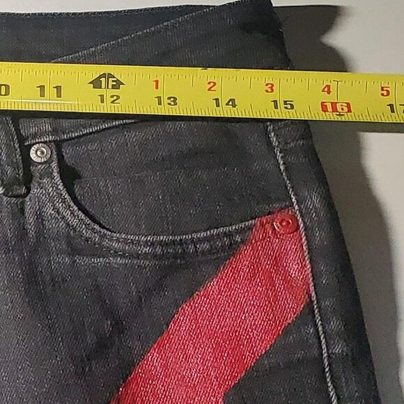 Naked & Famous Skinny Guy Jeans 31W -Painted- Destroyed-- Japanese raw denim - Picture 6 of 16